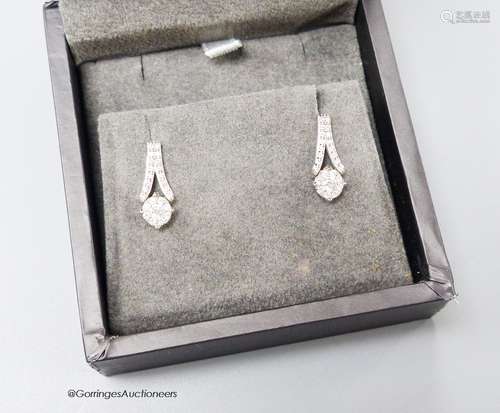 A modern pair of Rox 18ct white gold and shaped diamonds clu...