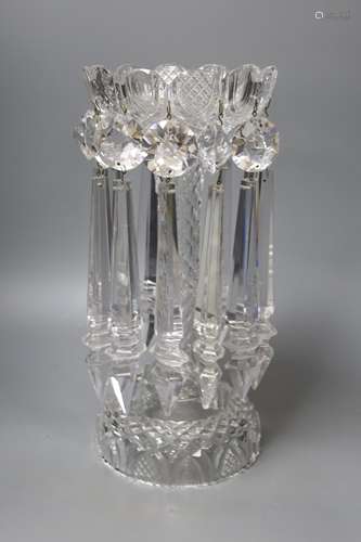 A tall 19th century clear cut table lustre, 35cm