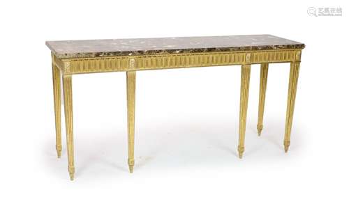 An Adam style giltwood marble topped console table, length 1...