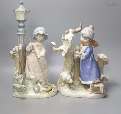 Two large Lladro models of children, 'Autumn' and 'Winter', ...