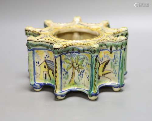 A 19th century Italian maiolica flower holder, of stellar fo...