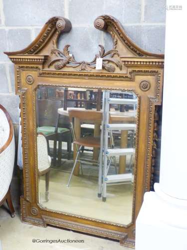 A Victorian George III style gilt overmantel mirror, W.106cm...
