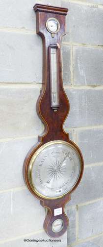 A George III mahogany wheel barometer, marked Ogden, Leaming...