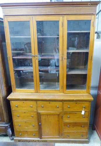 An early 20th century mahogany shopkeeper's bookcase cupboar...