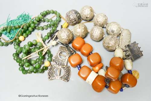 Assorted necklaces including faux amber and other costume je...