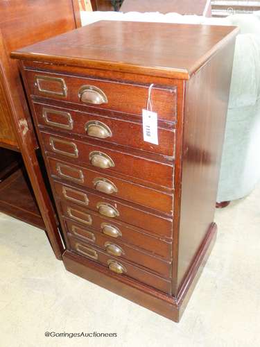 A early 20th century mahogany eight draw office chest, with ...