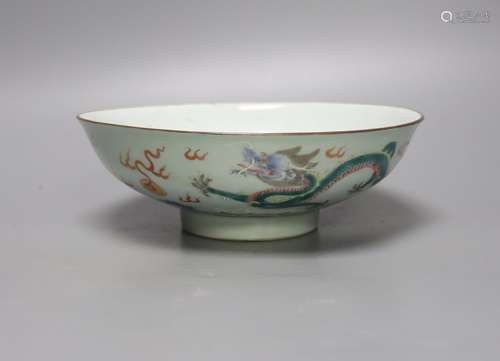 A Chinese famille rose ‘dragon’ bowl, Qianlong mark, 19th ce...