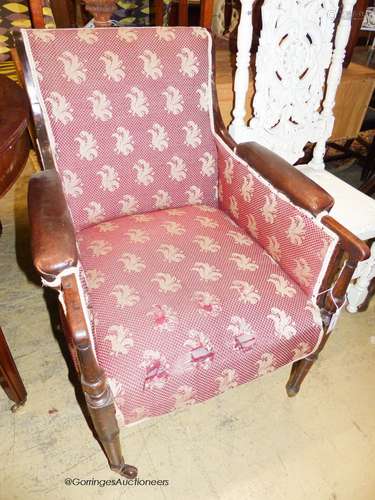 A Regency mahogany bergere armchair, W.66cm D.75cm H.92cm (a...