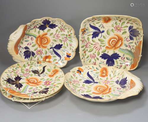 A Coalport porcelain part dessert service, circa 1820, paint...