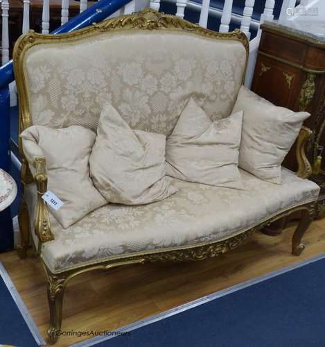 An early 20th century Louis XV style giltwood and gesso cana...