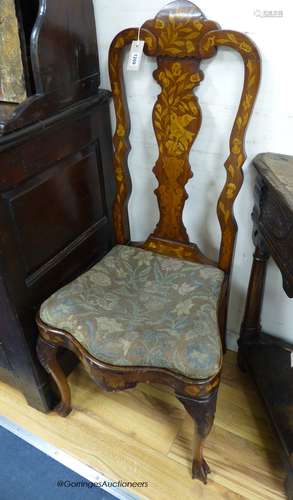 A pair of late 18th century Dutch floral marquetry walnut hi...