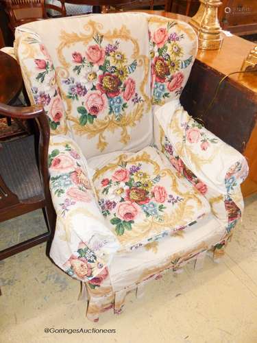 A Victorian wing armchair and one other armchair