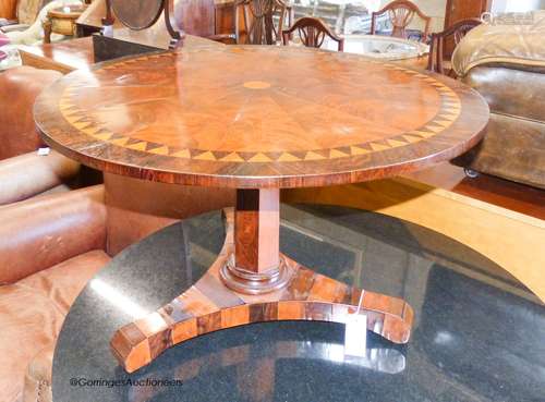 A 19th century circular parquetry low table (cut down), diam...