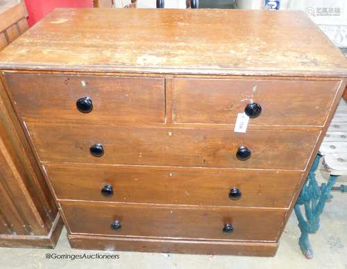 A Victorian scumbled pine chest of drawers, W-105, D-53, H-1...