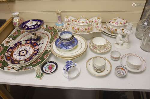 A collection of decorative ceramics to include cabinet cups ...