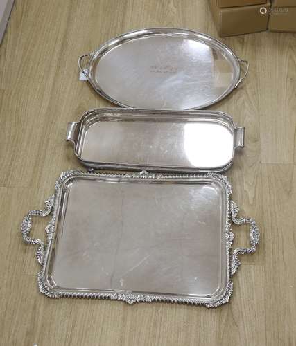 Three silver plated trays