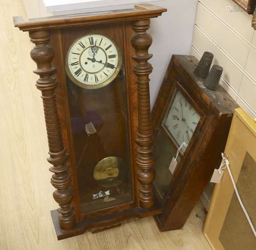 A Conneticut shelf clock and one other wall clock and plated...