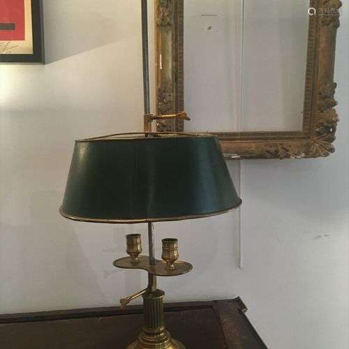 Lampe bouillotte à deux lumières en bronze ciselé et doré, X...