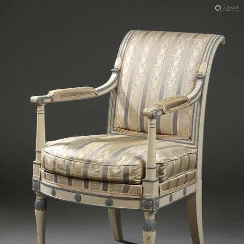 Fauteuil en bois mouluré et laqué estampillé Jacob Freres ru...