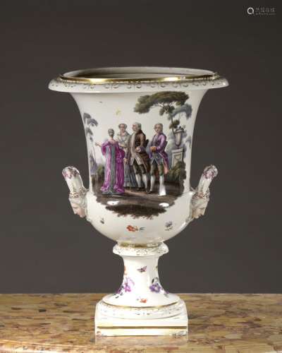 ALLEMAGNE, fin du XIXe siècle. Grand vase de forme Médicis e...