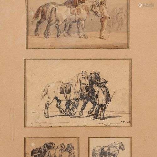 Attribué à Alfred de DREUX (XIXe siècle) Etudes de chevaux 4...