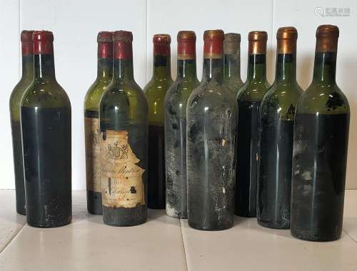 12 bouteilles GRANDS CRUS DE BORDEAUX A VENDRE EN L'ETAT 1 C...