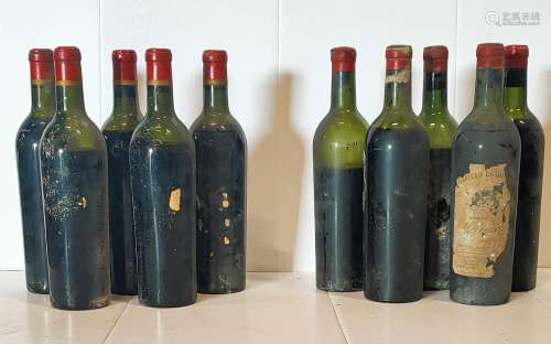 10 bouteilles BORDEAUX DIVERS dont : 5 bouteilles de Château...