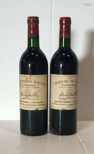 2 bouteilles Château de SALES - Pomerol 1985 Etiquettes légè...