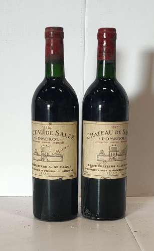 2 bouteilles Château de SALES - Pomerol 1985 Etiquettes légè...