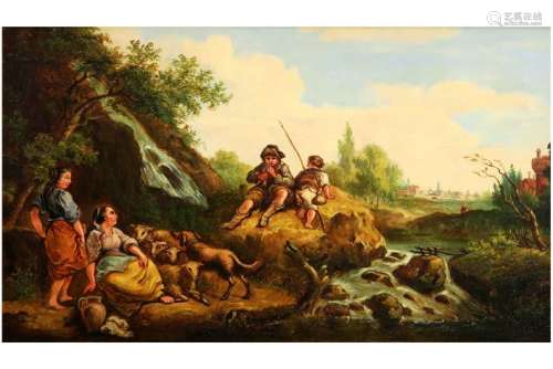 EUROPA - 19° EEUW olieverfschilderij op paneel met een roman...