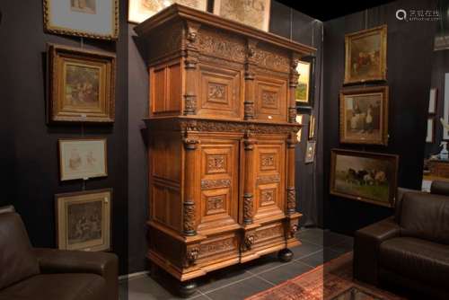 Museaal zeventiende eeuws Renaissance-meubel in eik en geëbo...