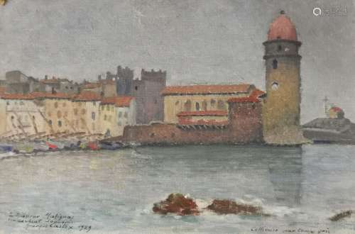 Georges CASTEX (1860-1943). Vue du port de Collioure. Huile ...