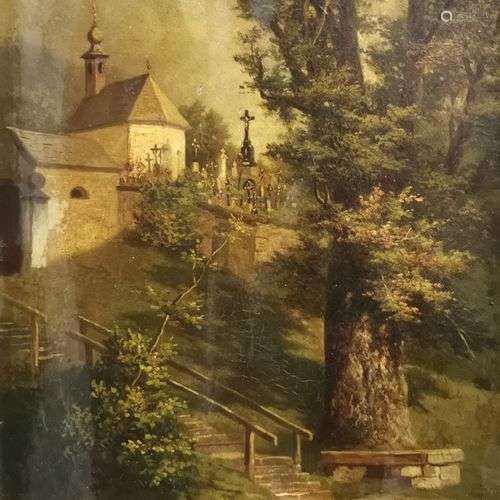 Ludwig CORREGGIO (1846-1930). Escalier près d'un arbre menan...