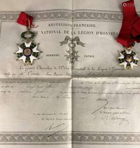 FRANCE. Deux médailles Commandeur de l'ordre de la Légion d'...