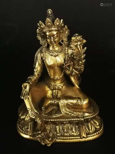 Statuette de Tara en bronze doré Sino-Tibétain, XVIIIème siè...