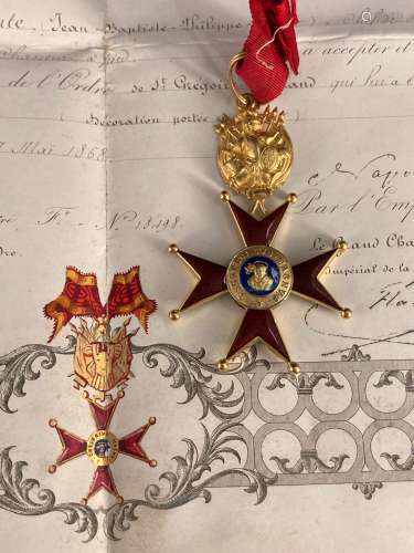 VATICAN. Décoration de Commandeur de l'Ordre de Saint Grégoi...