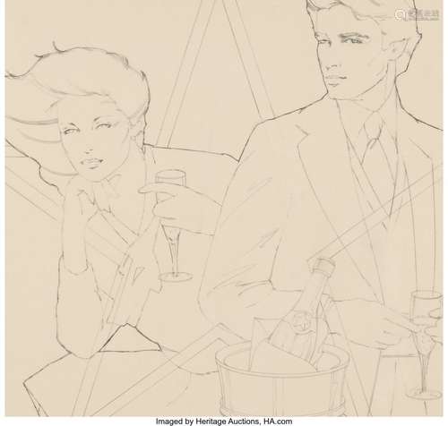 Patrick Nagel (American, 1945-1984) Couple study