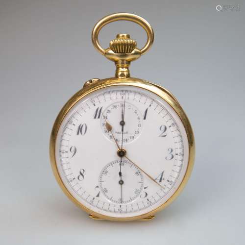 Swiss Openface Stem Wind Pocket Watch With Chronograph,