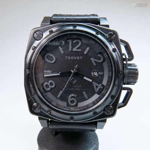 Tsovet 'All-Black' Wristwatch, With Date, circa 2010;