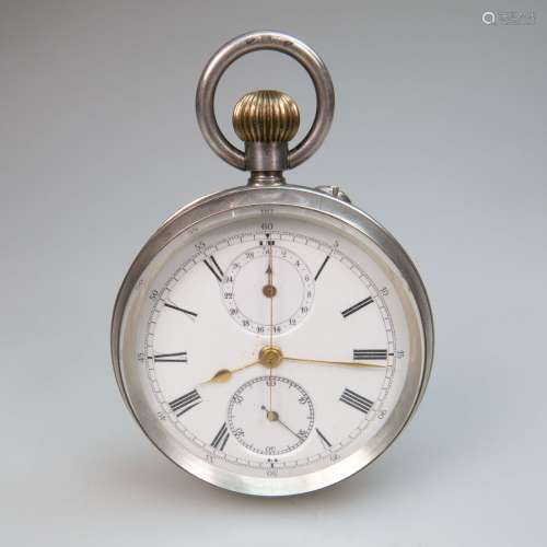 Swiss Openface Stem Wind Pocket Watch With Chronograph,