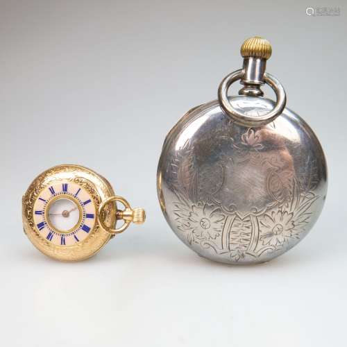 2 Pocket Watches, the first, a lady's Swiss pin set