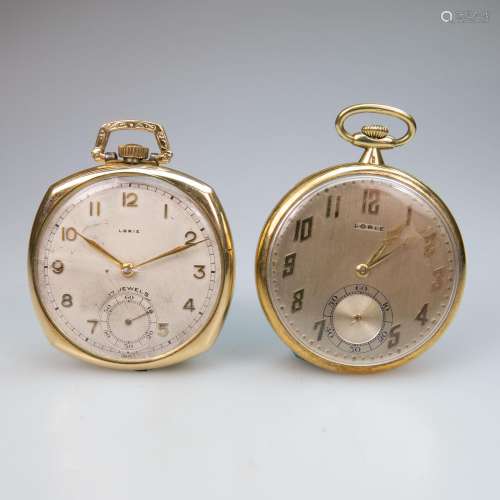 Two Lorie Openface Stem Wind Pocket Watches, the first