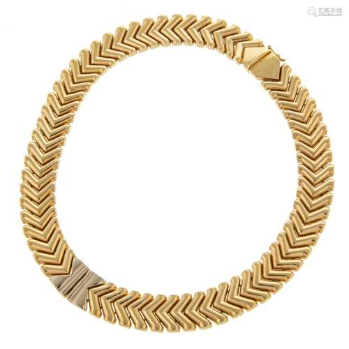 A Chevron Link 14K Yellow & White Gold Necklace