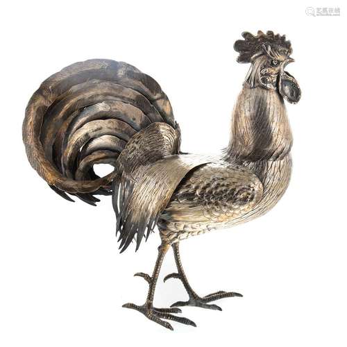 Edward VII Silver Rooster Table Ornament