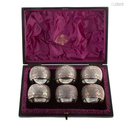 Boxed Set of Six Victorian Sterling Napkin 96