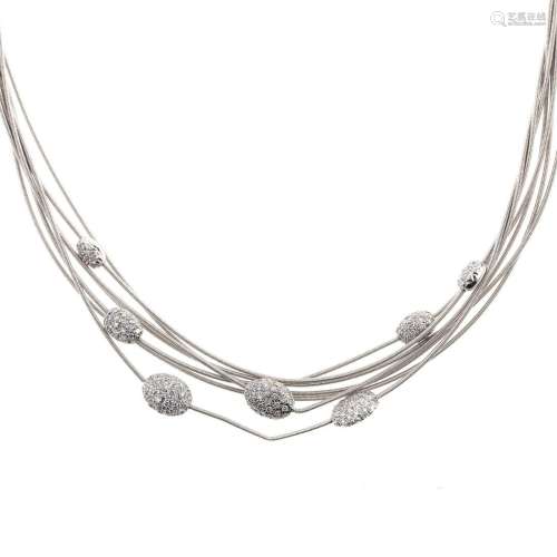 A Marco Bicego 7 Strand WG & Diamond Necklace