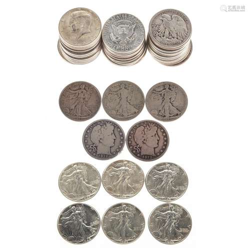 44 Silver Half Dollars