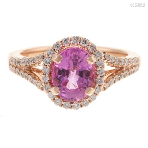 A 2.10 ct Pink Sapphire & Diamond Ring in 14K