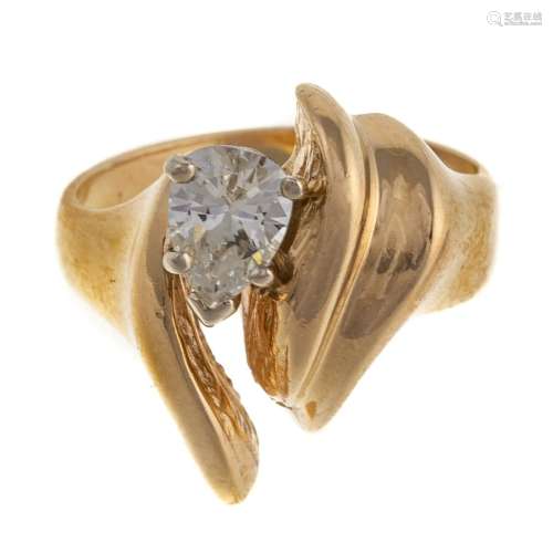 A Pear Shape Diamond Freeform Ring in 14K