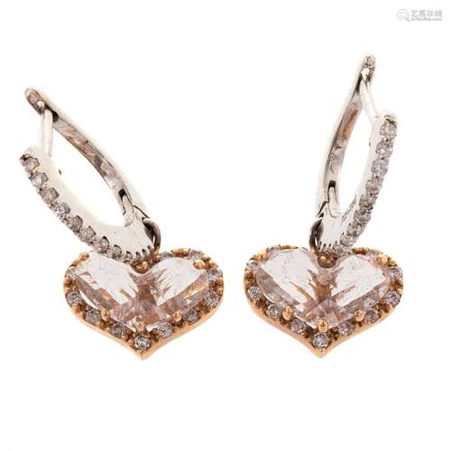 A Pair of Morganite Heart 92 in 14K